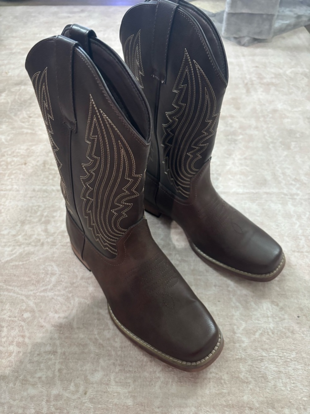 Men's Western Cowboy Boots - Brown Leather Pull-On